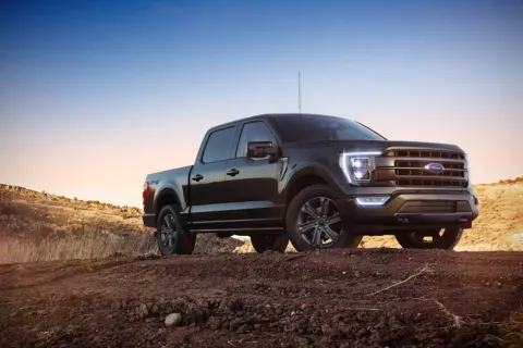Ford F-150 with 3.5-liter EcoBoost engine on a desert road.